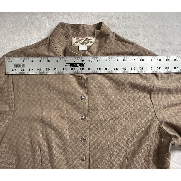 Wah Maker Vintage Collection Womens XXL Beige Jacquard Long Sleeve Shirt USA - Picture 6 of 8